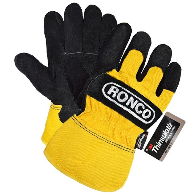 Ronco Iceberg™ Split Leather Gloves - Black/Yellow