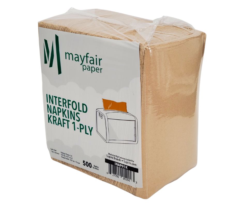 1 Ply Interfold Napkins 1/4 Fold - Kraft - INAP01K — image 11