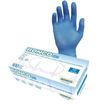 Ronco NE2 Nitrile Examination Gloves, Blue 4 mil, Box of 100