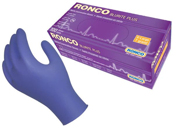 Ronco Blurite™ Plus Nitrile Examination Gloves - Dark Blue 4mil 100/BX — image 1