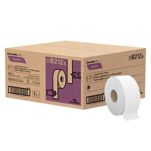 Cascades PRO Select® Jumbo Roll Bath Tissue - White 1-Ply 12x2000' — image 1