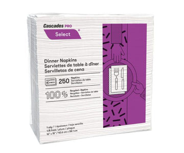 Cascades PRO Select® 1/8 Fold Dinner Napkin - White 12x250 Sheets