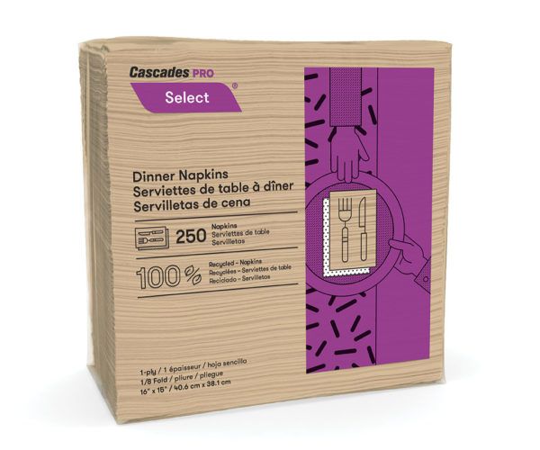 Cascades PRO Select® 1/8 Fold Dinner Napkin - Natural 12x250 Sheets