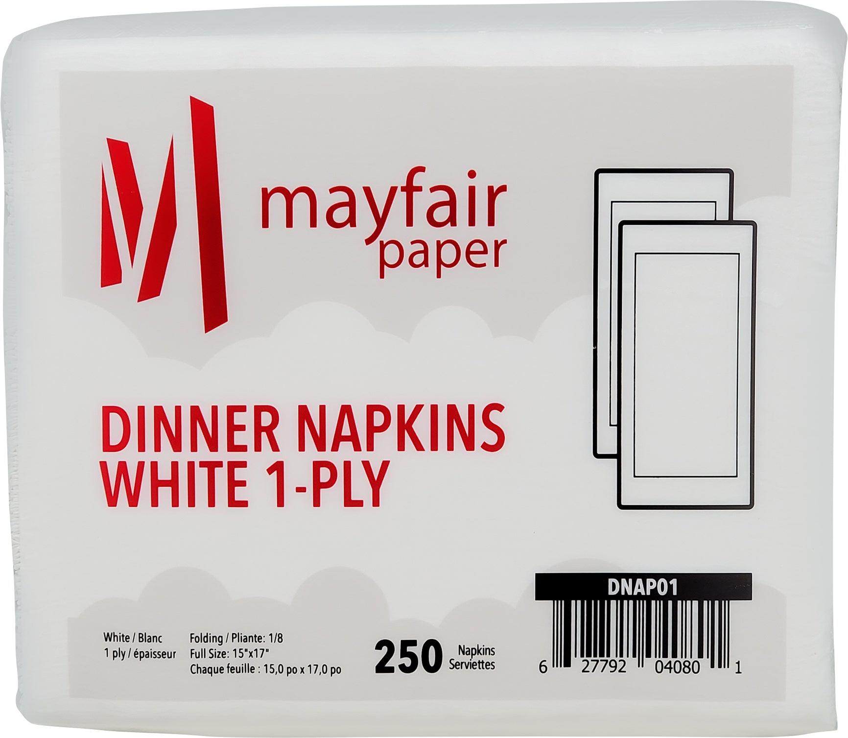1 Ply Dinner Napkins 1/8 Fold - White - DNAP01 — image 1