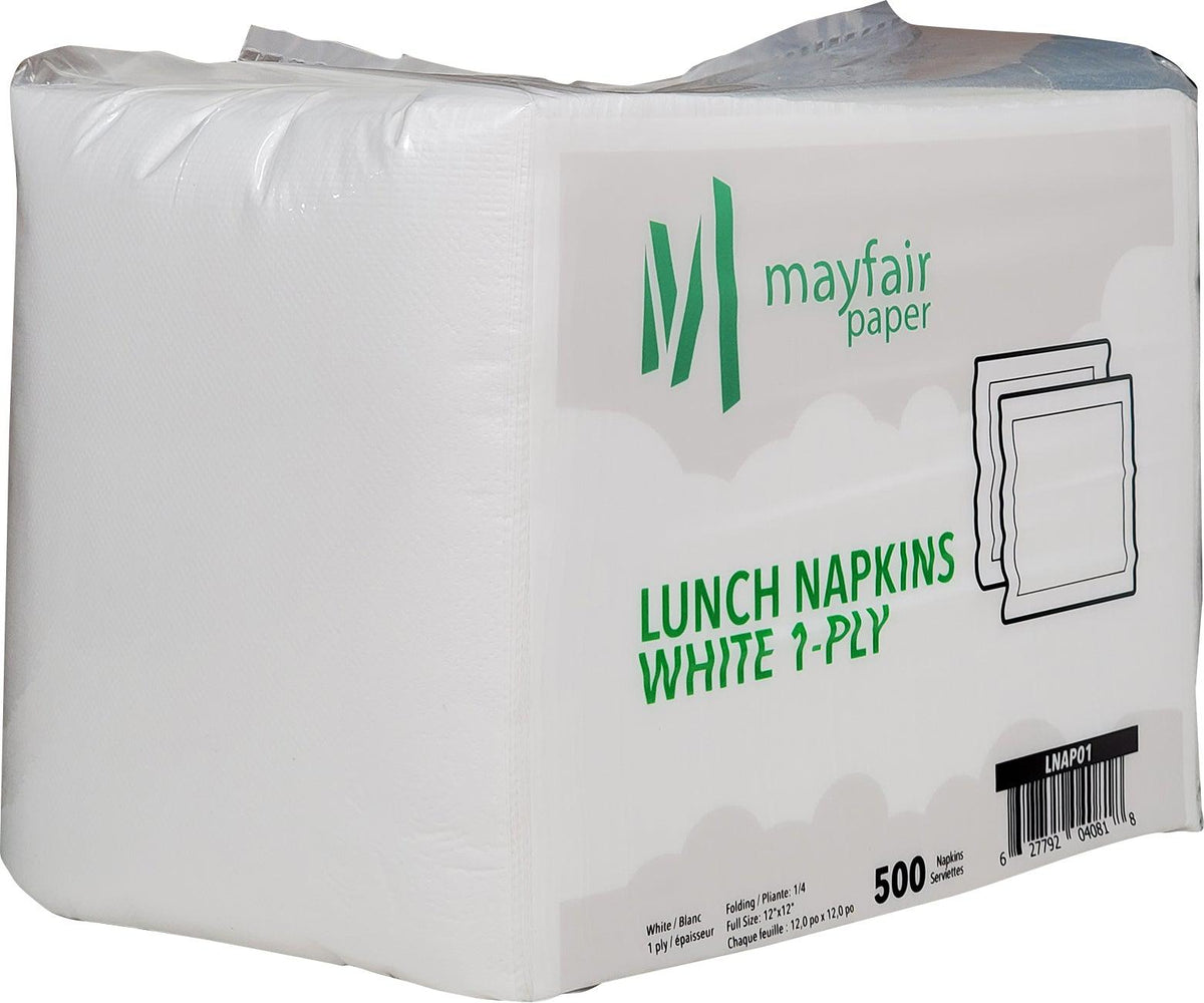 1 Ply Lunch Napkins 1/4 Fold - White - LNAP01