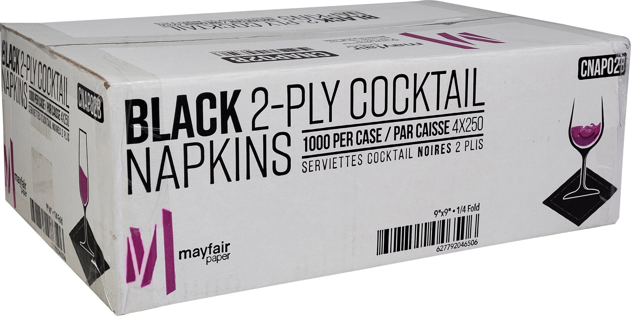 2 Ply Cocktail Napkins 1/4 Fold - Black - CNAP02B — image 10