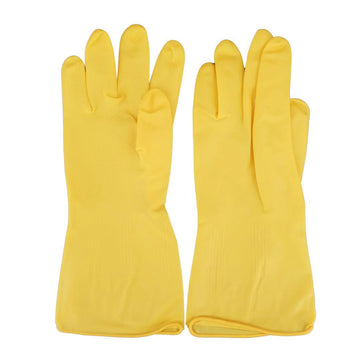 Latex Flocklined Reusable Gloves 16mil Yellow (pair)