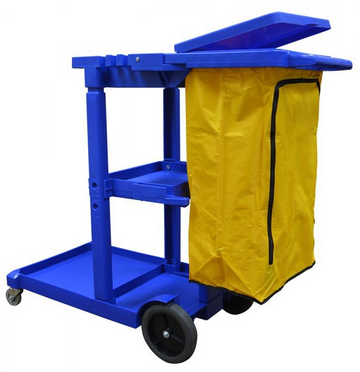 Janitor Cart with Lid, Blue