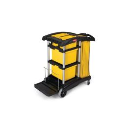 Rubbermaid High-Capacity Janitor Cart with Bins — Black